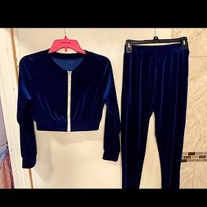Suede Royal Blue Track Suit Set Size S